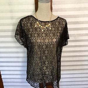 NWT Ann Taylor Lace Short Sleeve Shirt
